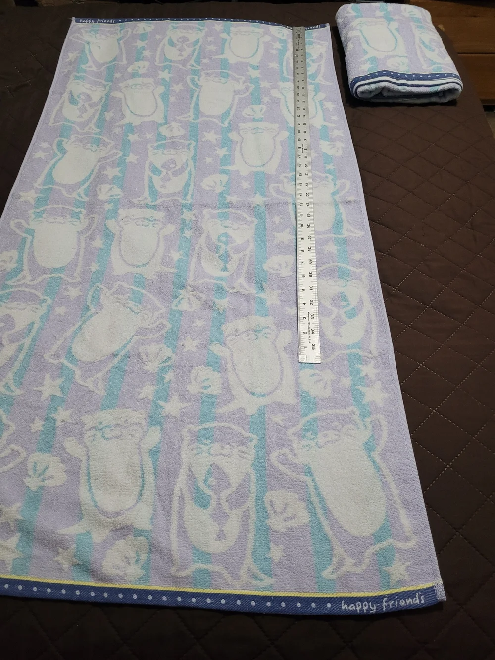 FRIENDS Pastel Penguin Bath Towel - Light Purple & Aqua